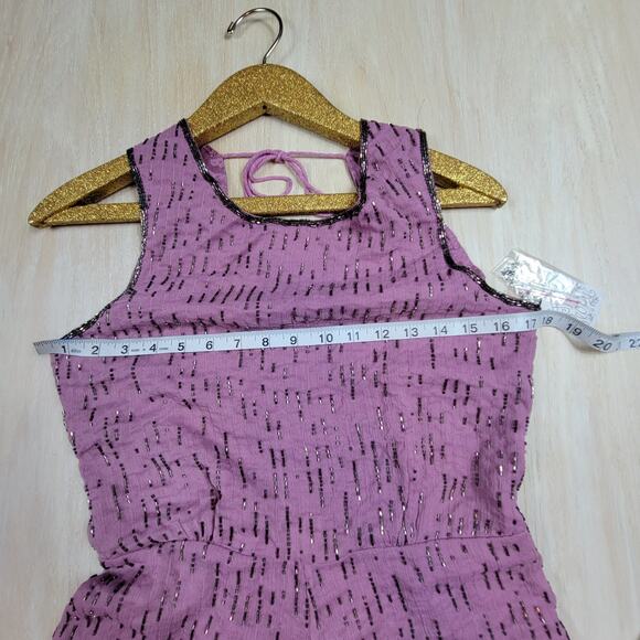 Free People Pink Rose Beaded Beauty Embellished Sleeveless Playsuit Romper 2 - Picture 9 of 15